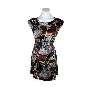WESTON WEAR Black Floral Print Silk Front Pocket Dress Size Small